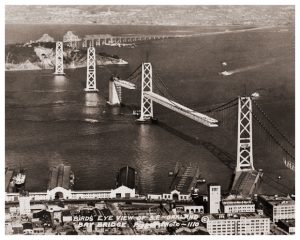 #470 San Francisco-Oakland Bay Bridge with the partially completed roadway on the suspension section.